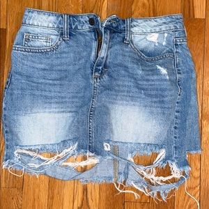 Distressed Denim Skirt